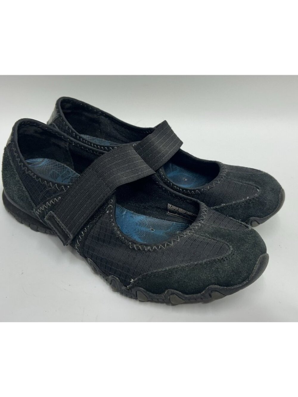 Skechers Bikers Get Up Mary Jane Shoes Womens 7 Black Leather Slip On One Strap